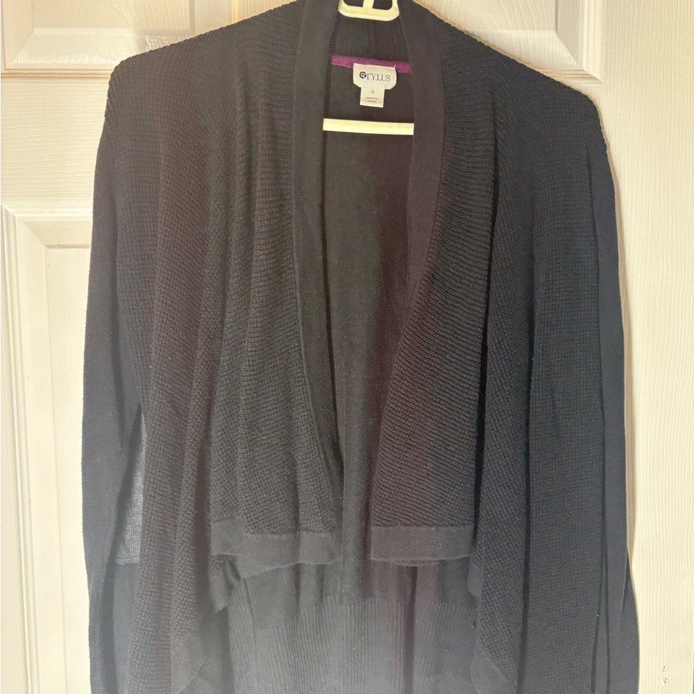 STYLUS Black Open Front Cardigan
